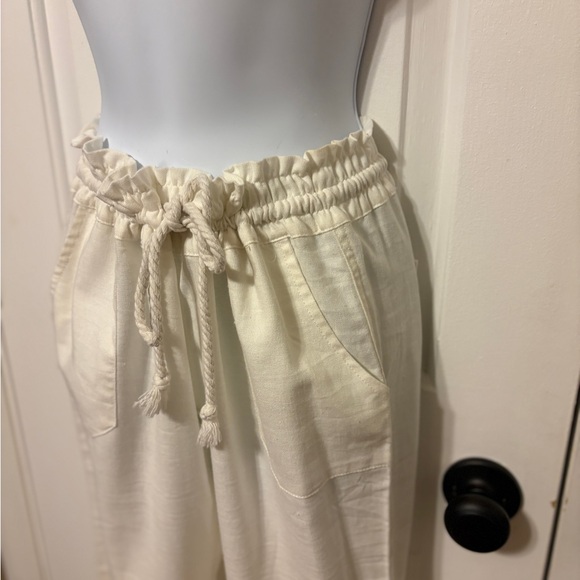 High Waist Cream Drawstring Pants - Picture 5 of 11